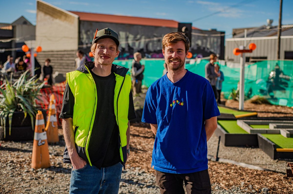Rhys and Lucas, the two founders of Fillin' Holes, at opening day